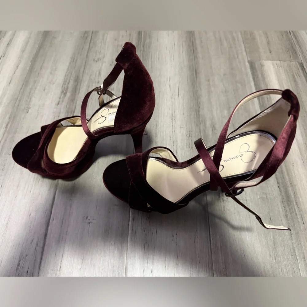 Jessica Simpson Wine Velvet Platform Sandals